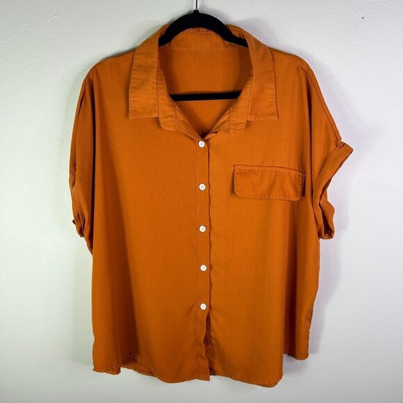 Tops - Mustard button down womens blouse size 2XL
